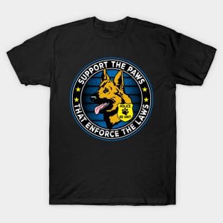 Support The Paws That Enforce The Laws Police K9 T-Shirt